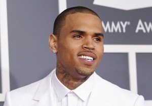 Singer Chris Brown arrives at the 55th annual Grammy Awards in L